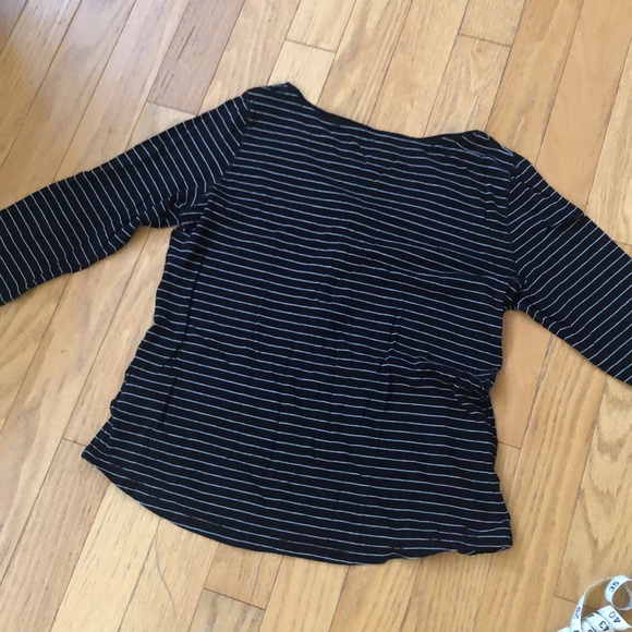 H&M Organic Long Sleeve Striped Scoop Neck Henley w/ Buttons - Black and White - Picture 11 of 12